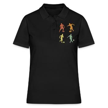 Jeune footballeur de football rétro fan - Polo Femme - noir - Devant - Ailine (174cm)
