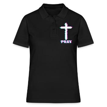 Jesus Glitch Pray Esthétique Vaporwave Christian - Polo Femme - noir - Devant - Ailine (174cm)
