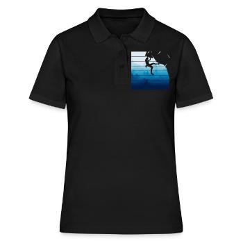 Retro Felsklettern Bergsteiger - Frauen Polo Shirt - Schwarz - Vorne - Ailine (174cm)