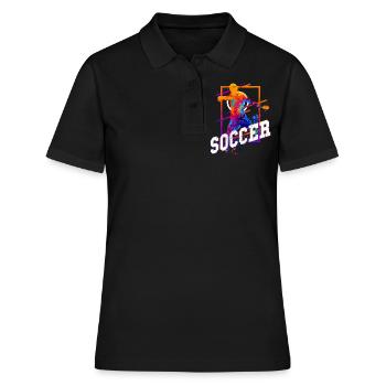 Football, Joueur De Football, Attaquant, Fan Coloré - Polo Femme - noir - Devant - Ailine (174cm)