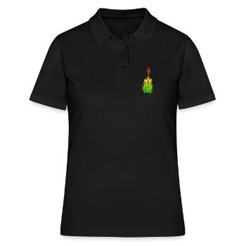Regenbogen Splatter Gitarre - Frauen Polo Shirt - Schwarz - Vorne - Ailine (174cm)