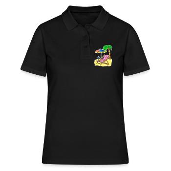 Sonne Meer Strand Sommer Palmen Entspannen Ferien - Frauen Polo Shirt - Schwarz - Vorne - Ailine (174cm)
