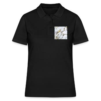 Marmor Weiß Gold Textur - Frauen Polo Shirt - Schwarz - Vorne - Ailine (174cm)
