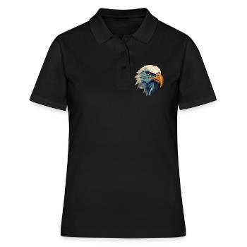 Aigle stylisé, géométrique - Polo Femme - noir - Devant - Ailine (174cm)