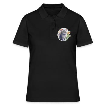 Britisch Kurzhaar - Frauen Polo Shirt - Schwarz - Vorne - Ailine (174cm)