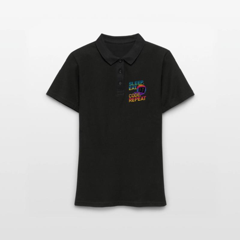 Sleep Eat Code Repeat Gift pour Coder Polo Femme