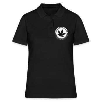 Logo rond de feuilles de cannabis - Polo Femme - noir - Devant - Ailine (174cm)