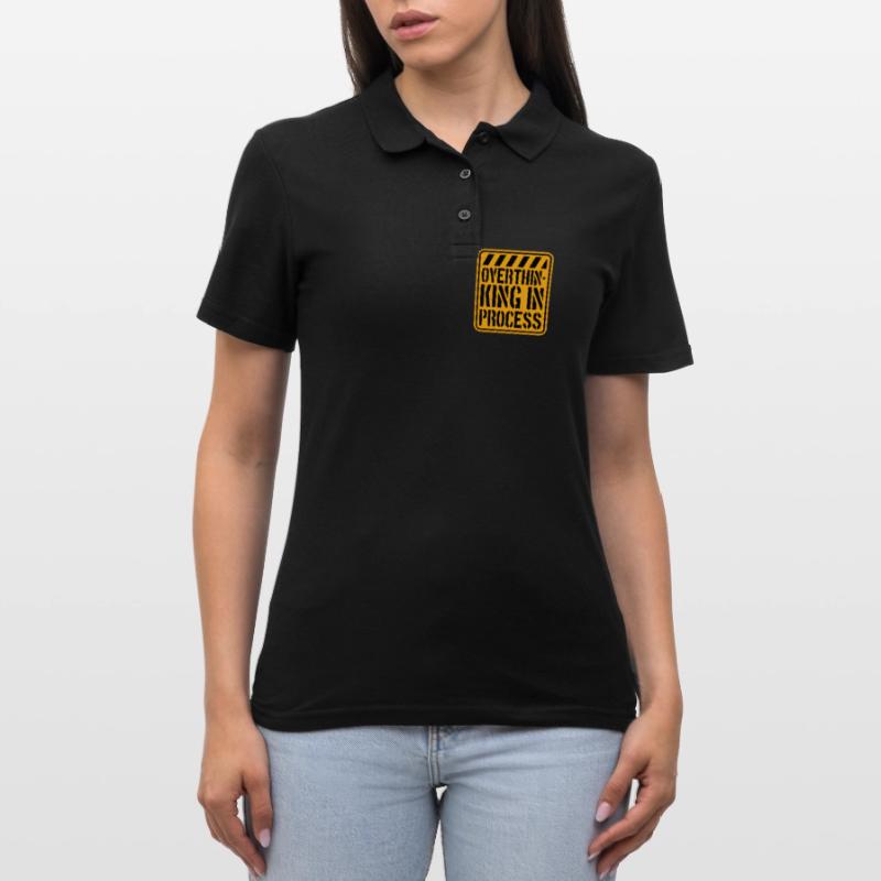 Overthinking In Process Funny Brooding Saying Logo Women's Polo Shirt