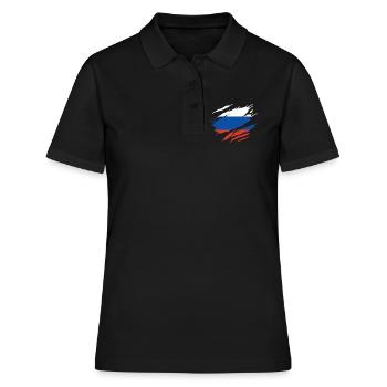 Russie Drapeau Russe - Polo Femme - noir - Devant - Ailine (174cm)