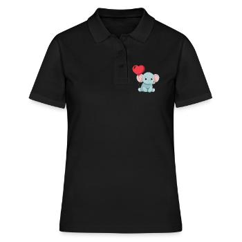 Petit éléphant mignon - Polo Femme - noir - Devant - Ailine (174cm)