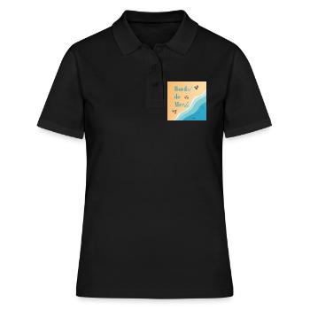 Plage pastel et vagues azur - Polo Femme - noir - Devant - Ailine (174cm)