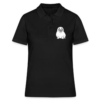 Süße Robbe Silhouette - Frauen Polo Shirt - Schwarz - Vorne - Ailine (174cm)