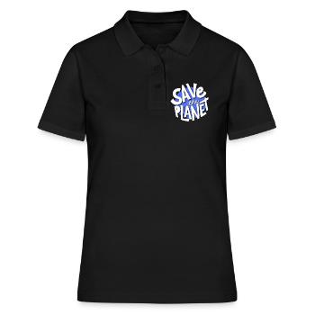 sauvez la planète, planète terre, save the planet - Polo Femme - noir - Devant - Ailine (174cm)