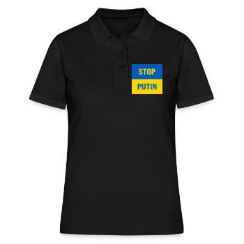 STOP PUTIN - Frauen Polo Shirt - Schwarz - Vorne - Ailine (174cm)
