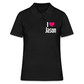 I Love Jason Pinkes Herz Ich liebe Jason - Frauen Polo Shirt - Schwarz - Vorne - Ailine (174cm)