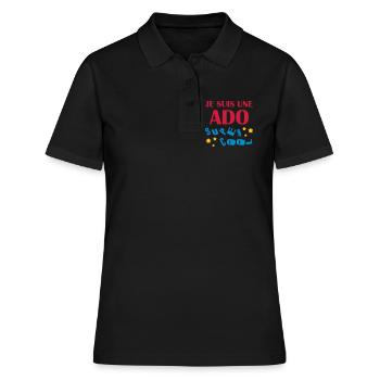 Teenager / Jugendliche / Jugendlicher / Kind - Frauen Polo Shirt - Schwarz - Vorne - Ailine (174cm)