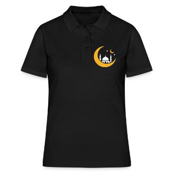 Islam Crescent Moon Moskee Silhouette - Frauen Polo Shirt - Schwarz - Vorne - Ailine (174cm)