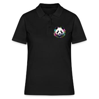 Panda - Frauen Polo Shirt - Schwarz - Vorne - Ailine (174cm)