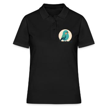 Petit oiseau vert-bleu - Polo Femme - noir - Devant - Ailine (174cm)