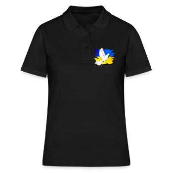 Ukraine Flagge in Landesfarben und Friedenstaube - Frauen Polo Shirt - Schwarz - Vorne - Ailine (174cm)