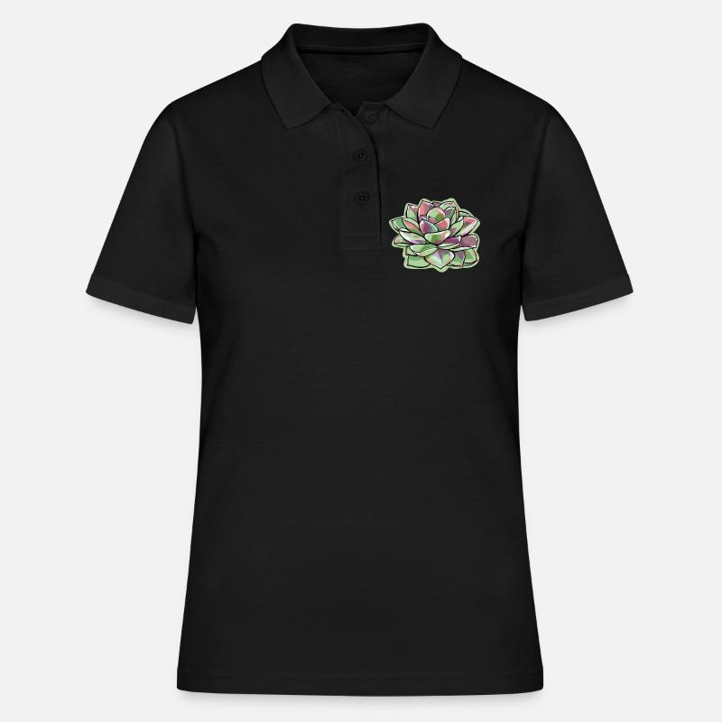 Echeveria Fat Leaf Rosette Succulent - Women's Polo Shirt - black