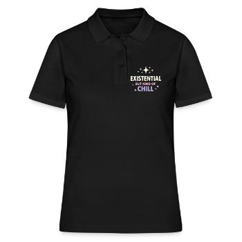 Existenzieller Humor, Nihilismus, Humor, - Frauen Polo Shirt - Schwarz - Vorne - Ailine (174cm)