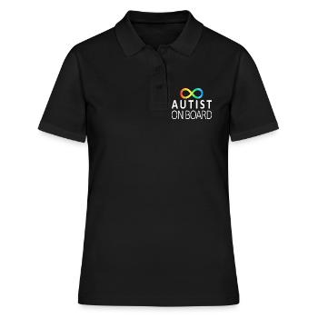 Autist on Board: Neurodiversitäts-Aufkleber - Frauen Polo Shirt - Schwarz - Vorne - Ailine (174cm)
