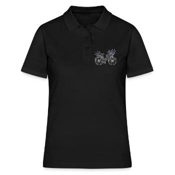 Fleurs de vélo lavande vintage - Polo Femme - noir - Devant - Ailine (174cm)