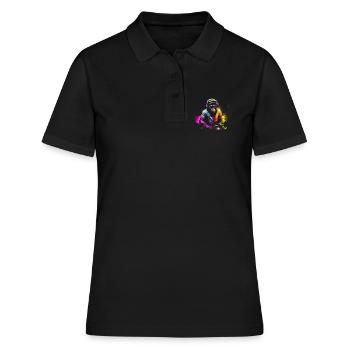 DJ singe avec écouteurs et lunettes de soleil cadeau - Polo Femme - noir - Devant - Ailine (174cm)