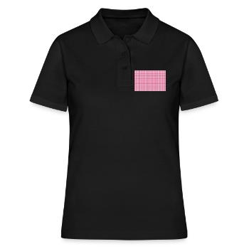 Rosa Gingham-Kariertes Muster - Frauen Polo Shirt - Schwarz - Vorne - Ailine (174cm)