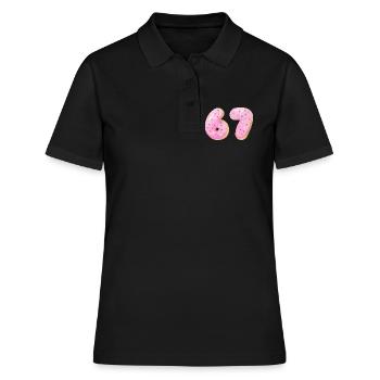 67 Six Seven Number 67 Donut à la crème meme - Polo Femme - noir - Devant - Ailine (174cm)