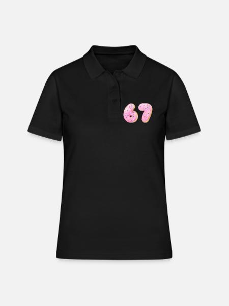 67 Six Seven Zahl 67 Meme Cream Donut - Frauen Polo Shirt - Schwarz