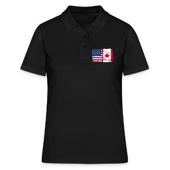 Sterne und Ahorn-Banner - Frauen Polo Shirt - Schwarz - Vorne - Ailine (174cm)