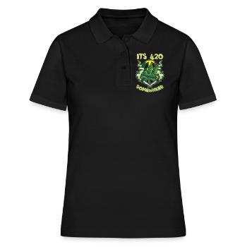 C’est 420 Somewhere Cannabis Weed Smoking THC Ganja - Polo Femme - noir - Devant - Ailine (174cm)