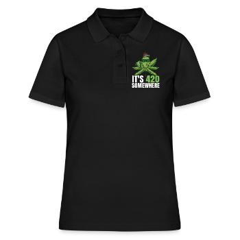 C’est 420 Somewhere Cannabis Weed Smoking THC Ganja - Polo Femme - noir - Devant - Ailine (174cm)