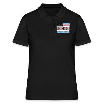 Idée cadeau pour enseignant de maternelle de la fierté américaine - Polo Femme - noir - Devant - Ailine (174cm)