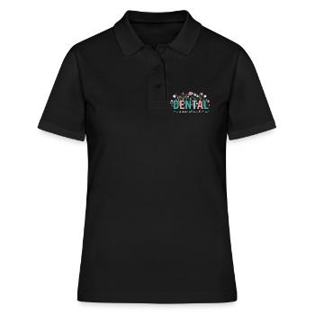 Floral Dental Assistant Dentist Woman - Women's Polo Shirt - black - Front - Ailine (174cm)