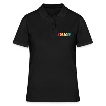 1980 Cadeau 1980 Anniversaire 1980 Rétro 1980  - Polo Femme - noir - Devant - Ailine (174cm)