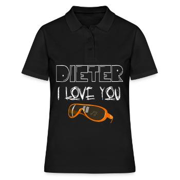 Dieter I love You T Shirt Geschenkide - Frauen Polo Shirt - Schwarz - Vorne - Ailine (174cm)