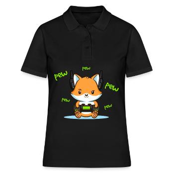 Pew Pew Pew Fuchs - Frauen Polo Shirt - Schwarz - Vorne - Ailine (174cm)