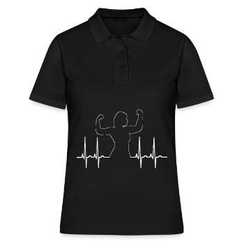 Femme Puissance Battement de cœur Pouls Femme forte - Polo Femme - noir - Devant - Ailine (174cm)