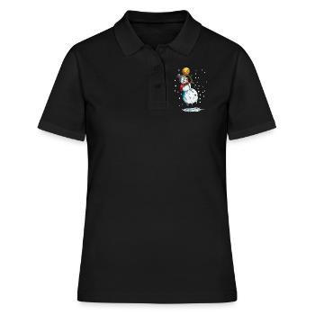 Schneemann Basketballsport Basketball im Schnee - Frauen Polo Shirt - Schwarz - Vorne - Ailine (174cm)
