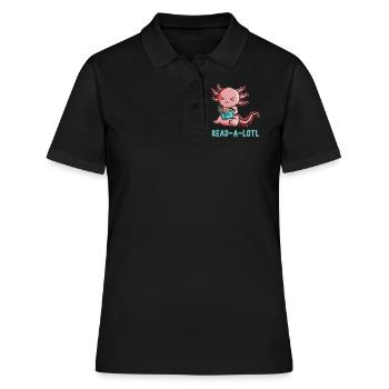 Lire le livre de triton Axolotl veut lire un peu - Polo Femme - noir - Devant - Ailine (174cm)