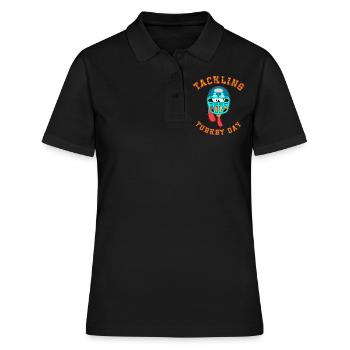 Tackling Turkey Day American Football Thanksgiving - Women's Polo Shirt - black - Front - Ailine (174cm)