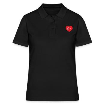 Herz Halbmond Stern Türkei Fahne Flagge Istanbul - Frauen Polo Shirt - Schwarz - Vorne - Ailine (174cm)
