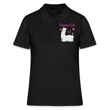 Lama alpaga fille cadeau femmes enfants - Polo Femme - noir - Devant - Ailine (174cm)