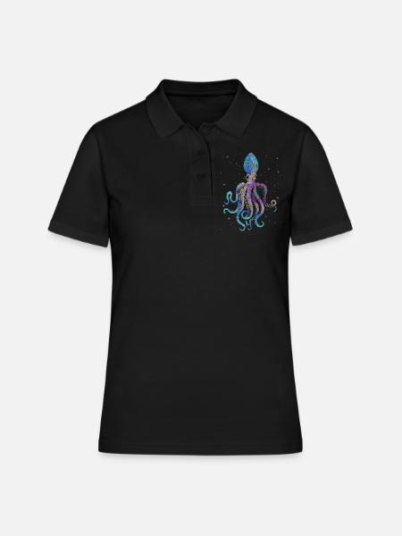 Outer Space Octopus Psychédélique Kraken Cosmique - Polo Femme - noir