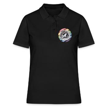 Niedliches Einhorn Regenbogen Scherenschnitt - Frauen Polo Shirt - Schwarz - Vorne - Ailine (174cm)
