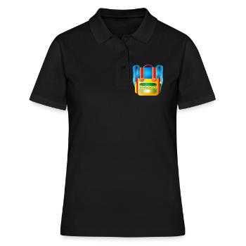 Bunter Retro-Schulranzen für coole Kids - Frauen Polo Shirt - Schwarz - Vorne - Ailine (174cm)