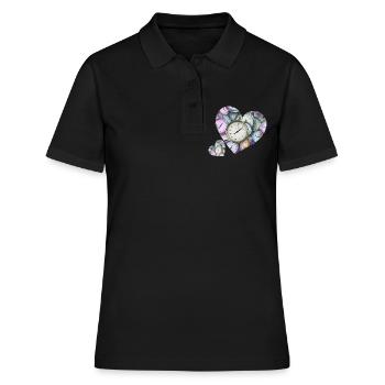 Herzen aus Uhren - Frauen Polo Shirt - Schwarz - Vorne - Ailine (174cm)